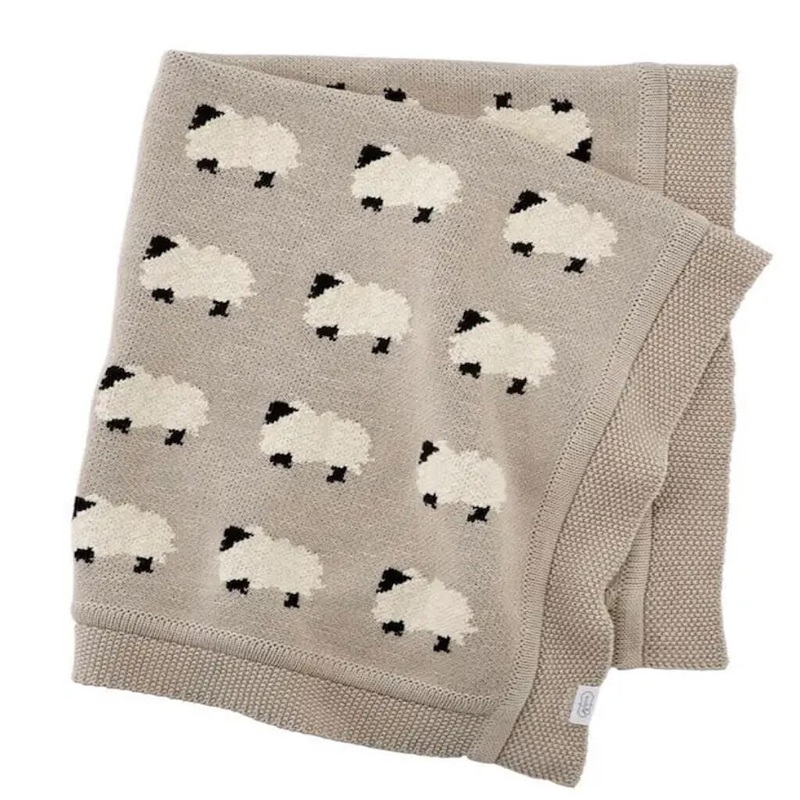 Jacquard Knit Blanket Furry Sheep