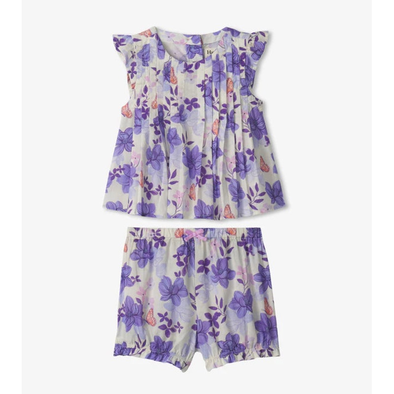Hatley Painted Magnolias Pin Tuck Short Set