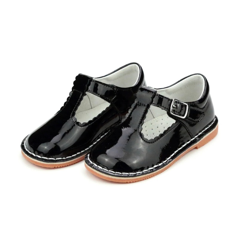 L’amour Selina Patent Leather Scalloped T-Strap Maryjane Shoes