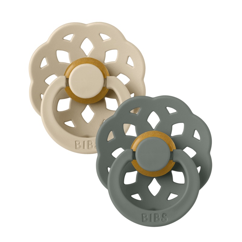 BIBS Boheme Pacifier 2 PACK Latex Size 1 Vanilla/Pine