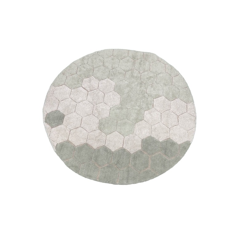 Lorena Canals Washable Rug Round Honeycomb, Blue Sage