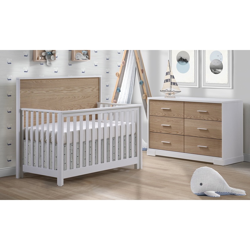 Natart Vibe Crib – White with Natural Oak