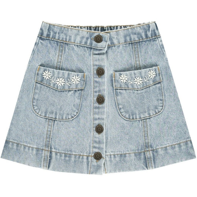 Rylee + Cru Denver Mini Skirt | Light Washed Denim