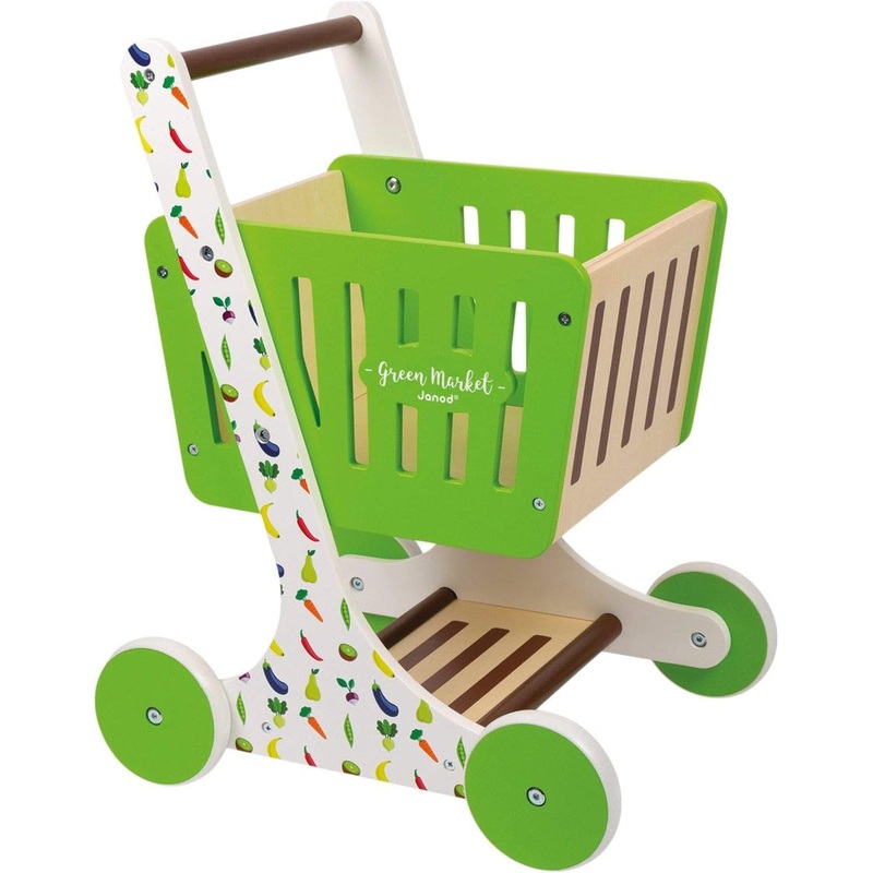 Janod Green Market Wooden Shopping Cart