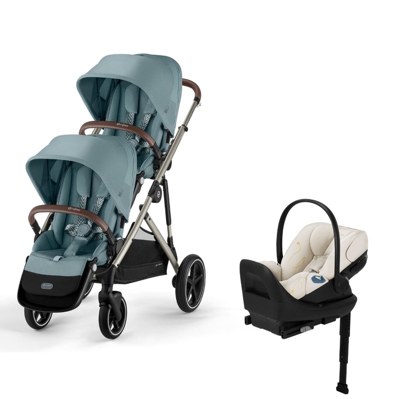 Cybex Gazelle S Double Stroller and Cloud G Lux Travel System