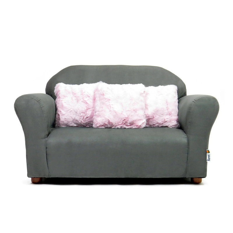 Plush Sofa Microsuede – Charcoal/Pink