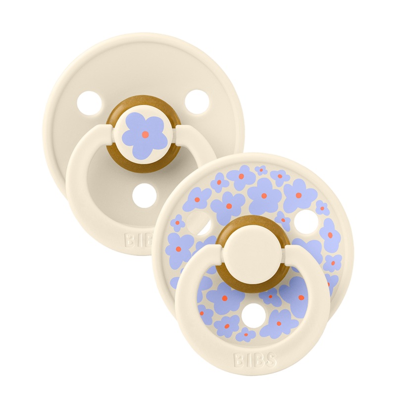 BIBS Studio Color Baby Pacifier 2-PACK Latex Size 1 Jasmine/Ivory Mix