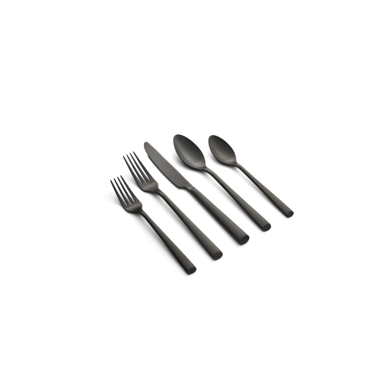20pc Gilda Black Satin Flatware Set, Service for 4