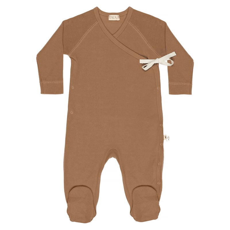 Kimono Footie with Bow- Chocolate