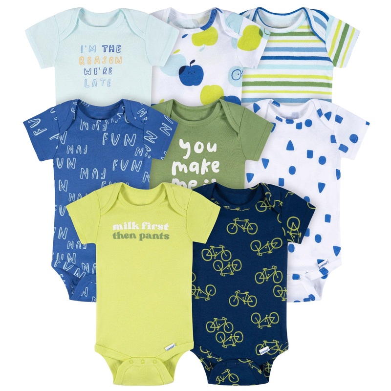 8-Pack Baby Boys Fun First Short Sleeve Onesies Bodysuits