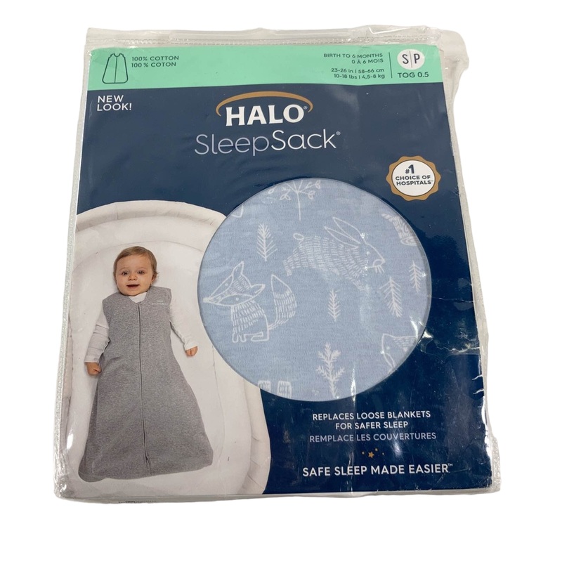 Halo Cotton Sleepsack, Small, Blue Woodland Etch