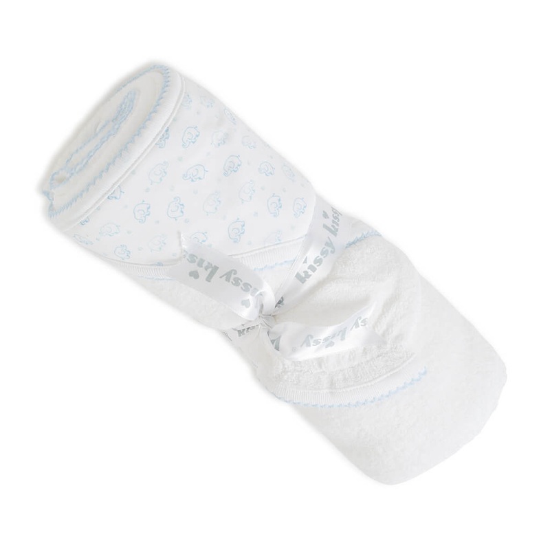 Kissy Kissy Hooded Towel Ele Fun Light Blue