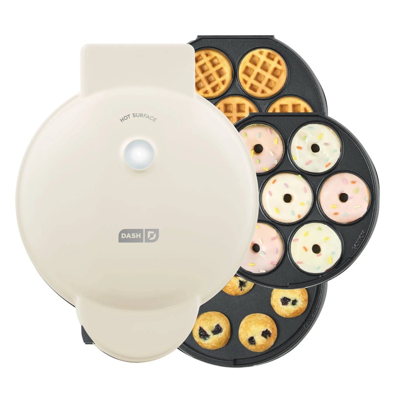 MultiMaker Treat Maker System with Waffle Bite, Mini Donut, & Mini Cupcake Plates Cream: Nonstick, 7 Cavities, 800W