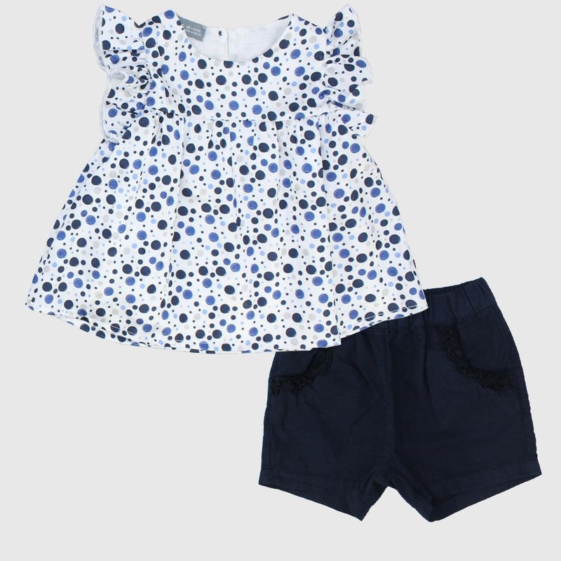 Blue Dotted 2-Piece Outfit Set