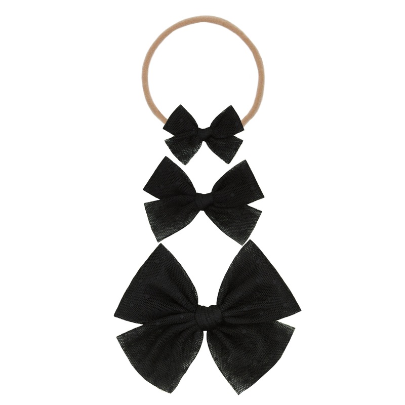 Tulle Bow – Black Dot Headband
