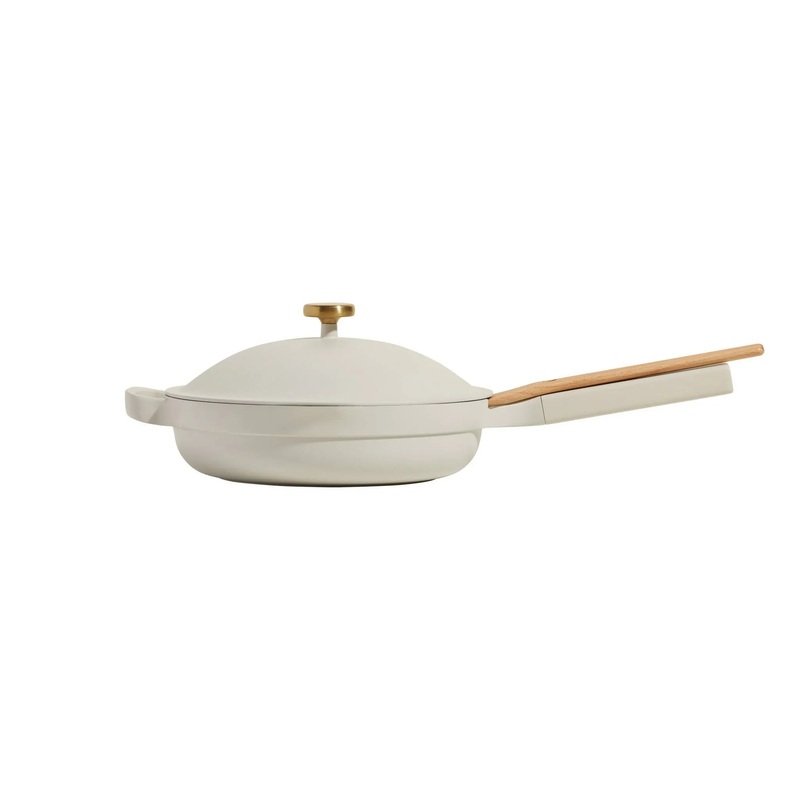 4pc Aluminum Ceramic Nonstick Always Pans Set Cream: Cookware with Steamer Basket, Hand Wash, 10.5″ Diameter