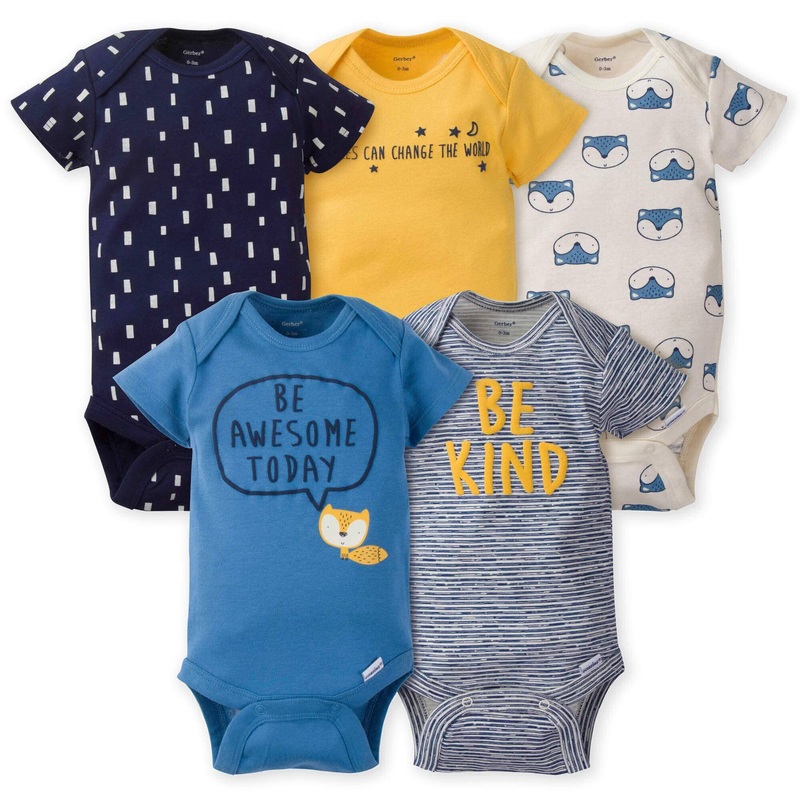 5-Pack Baby Boys Fox Short Sleeve Onesies Bodysuits