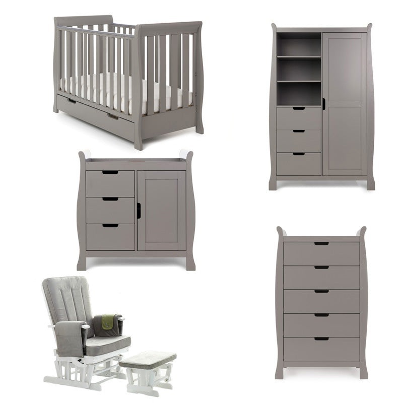Obaby Stamford Mini Sleigh 5 Piece Room Set  – TAUPE GREY