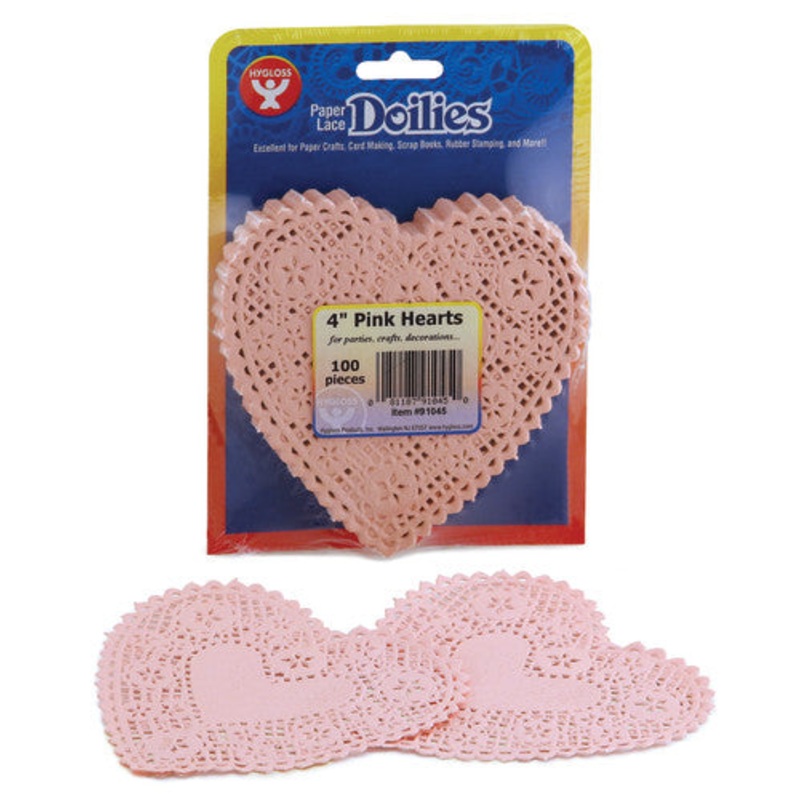 Doilies, 4″ Pink Hearts