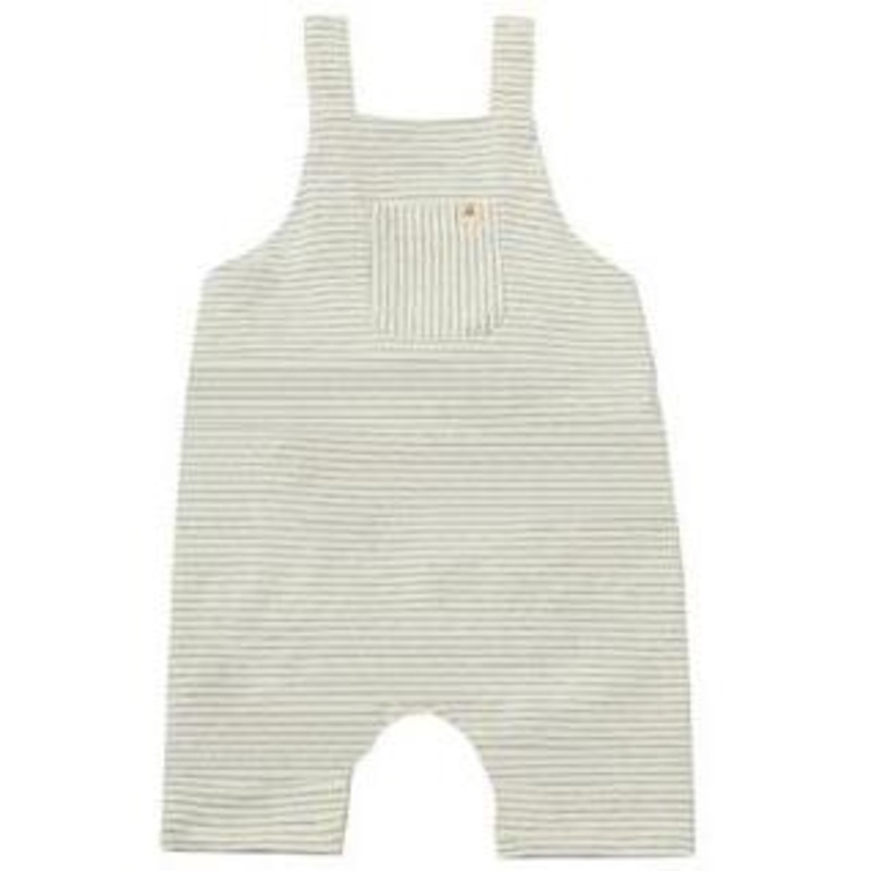 Me & Henry Dandy Jersey Romper | White/Grey Stripe