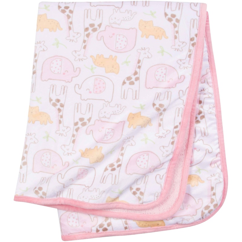 Girls Safari Animals Plush Blanket
