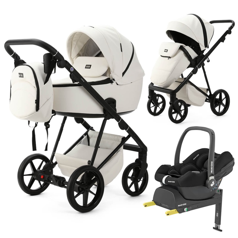 Mee-Go Milano Evo 3-in-1 Cabriofix Plus Base Travel System – Pearl White
