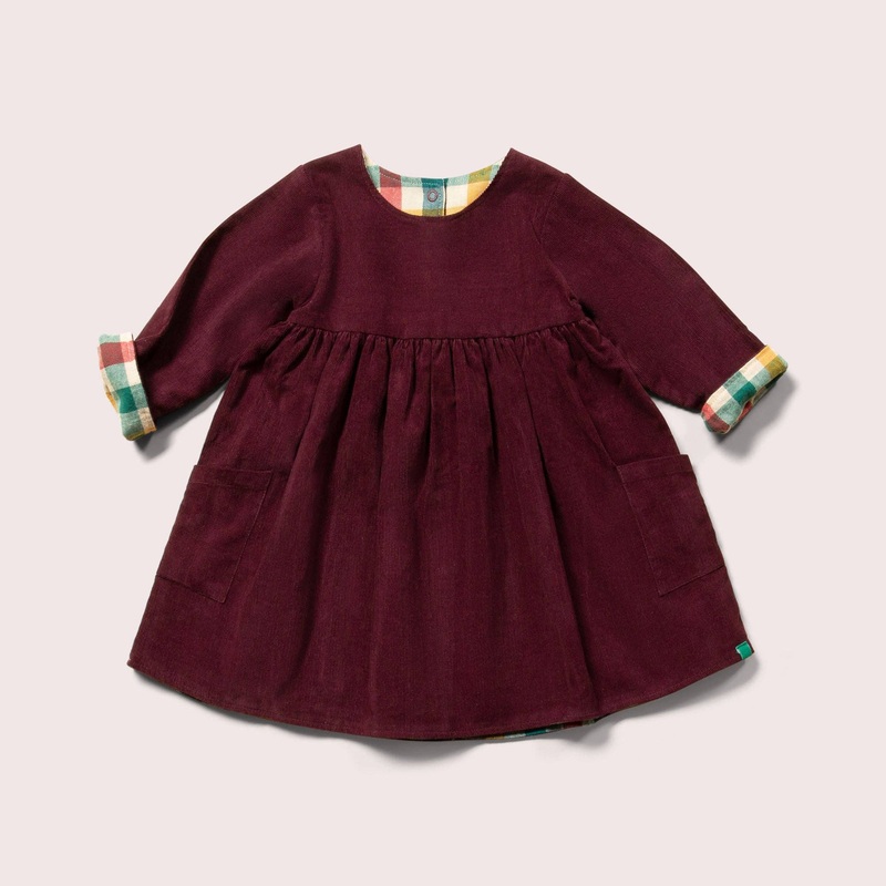 Little Green Radicals – Berry Day After Day Reversible Corduroy Pocket Dress