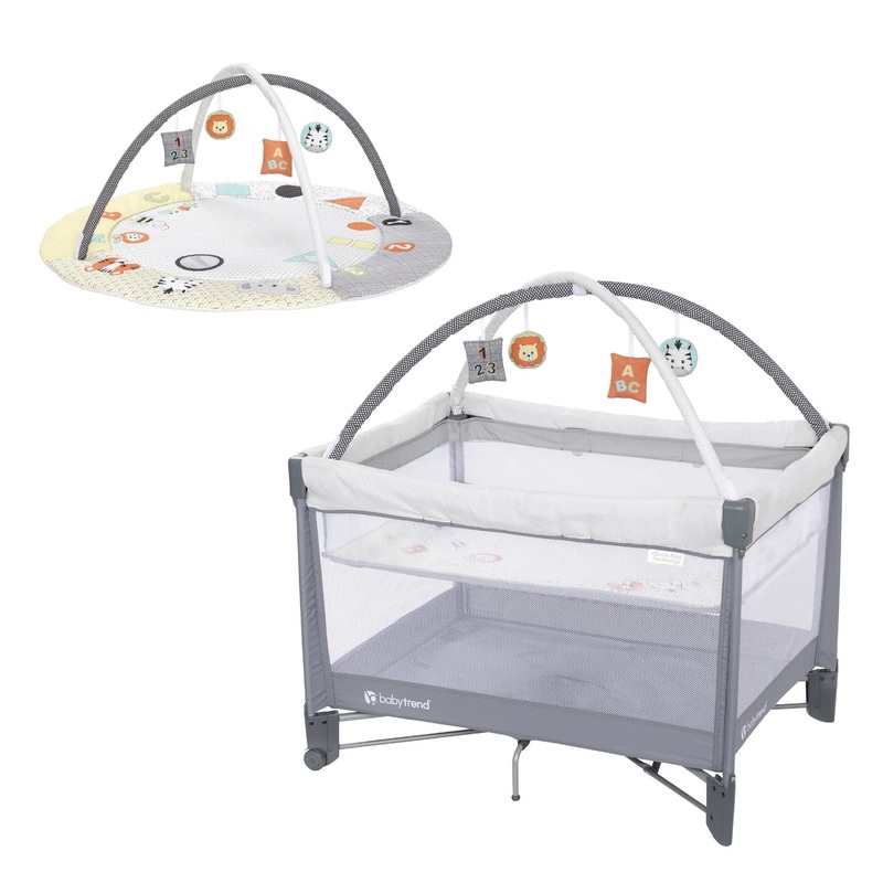 Play Suite 3-in-1 Quick-Fold Playard with Baby Gym – Quartz Stone(See description)