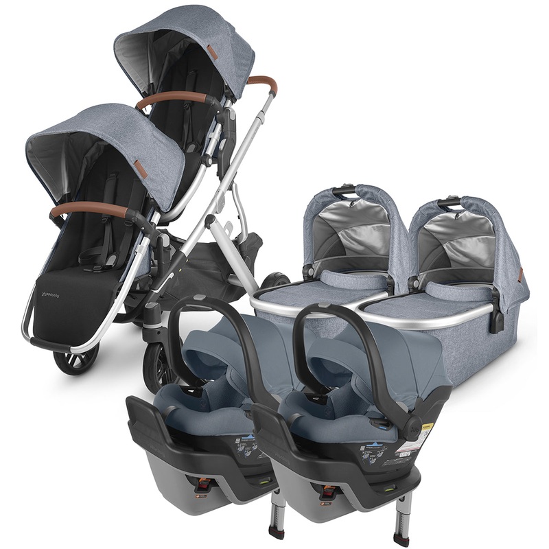 UPPAbaby Vista V2 Twin Double Stroller + MESA MAX Travel System Bundle – Gregory / Gregory