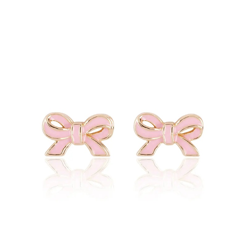 Girl Nation Pretty Pink Bow Cutie Stud Earrings