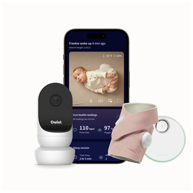 Dream Duo 2 Smart Baby Monitor – Includes FDA-Cleared Dream Sock & HD Video Wifi Camera – Dusty Rose