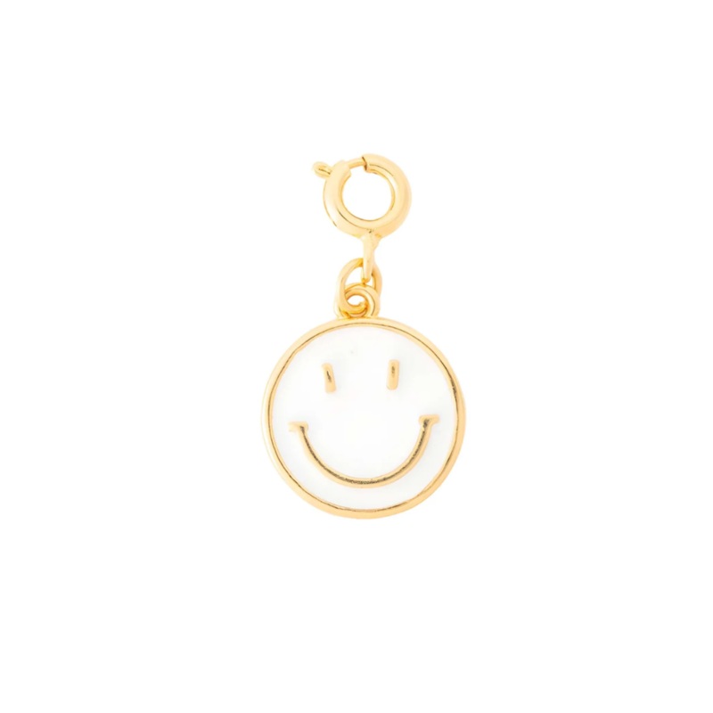 Gold White Enamel Smile Charm