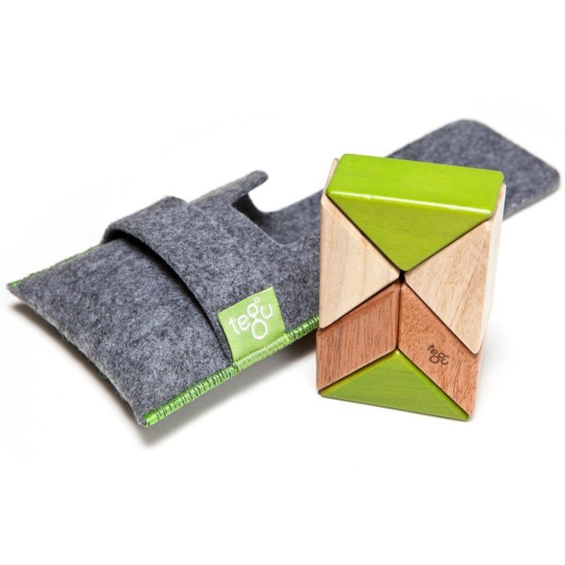 Tegu Pocket Pouch Prism 6 Piece Magnetic Blocks – Jungle