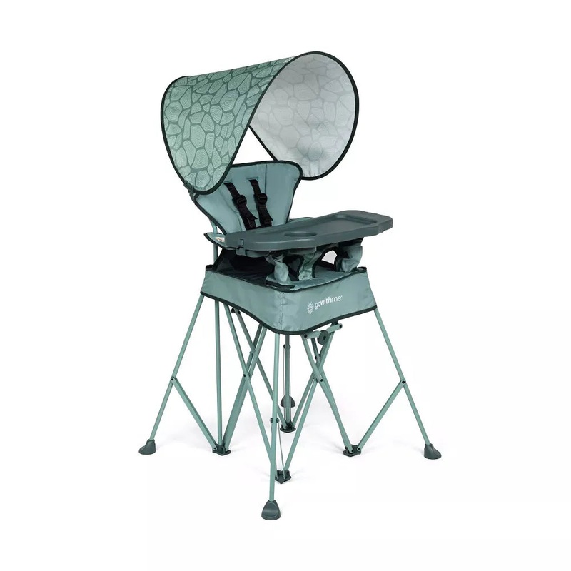 Go With Me Uplift Portable High Chair with Canopy – Green Garden
