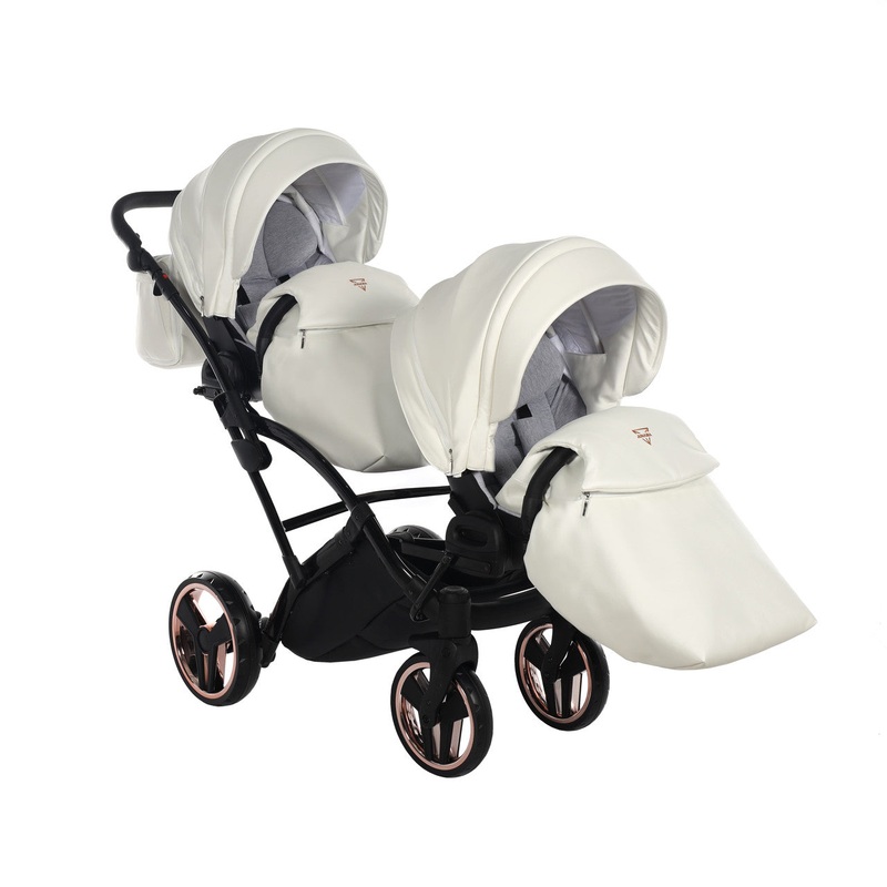 JUNAMA FLUO INDIVIDUAL SATIN ROSE GOLD WHITE DUO SLIM – 2IN1 (2 X CARRYCOTS & 2 X SEAT UNITS)