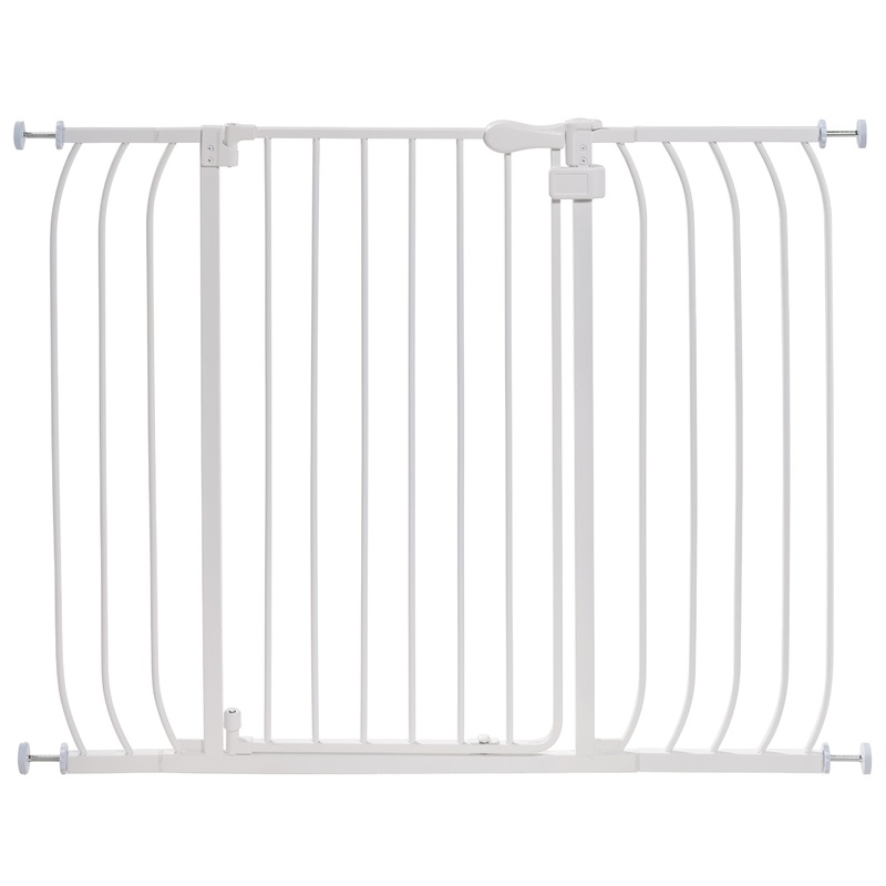 Multi-Use Extra Tall Walk-Thru Pet and Baby Gate, Openings 29″-48″ Wide, 36″ Tall – White
