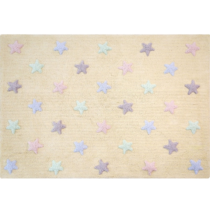 Lorena Canals Tricolor Stars Rug – Vanilla (4′ x 5′ 3″)