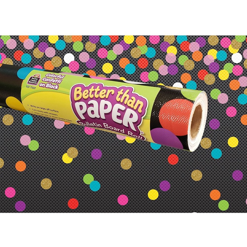 Colorful Confetti on Black Better Than Paper Bulletin Board Roll