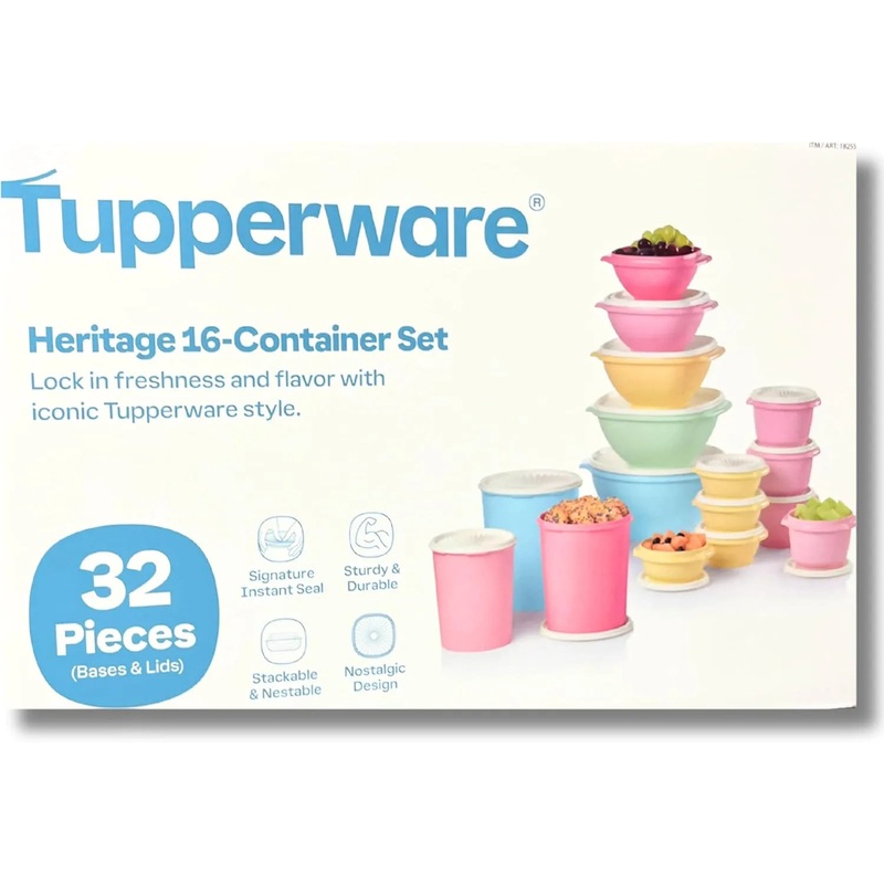 Heritage Collection 32 Pcs Food Storage Container Set Vintage Colors