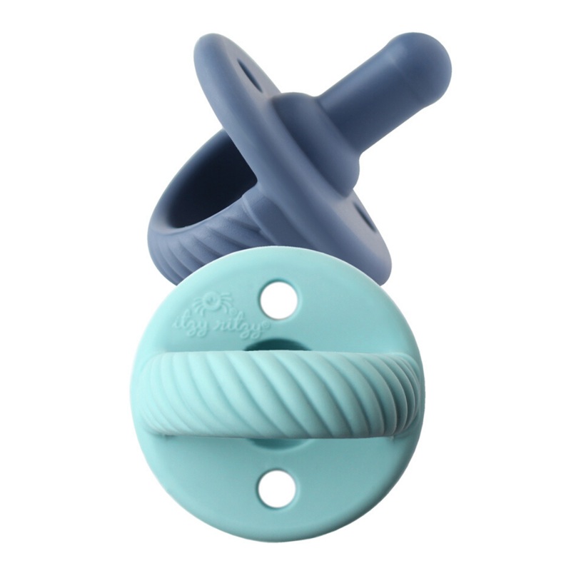 Itzy Ritzy Sweetie Soother Pacifier Sets (2-pack) Robin’s Egg Blue + Navy Cables