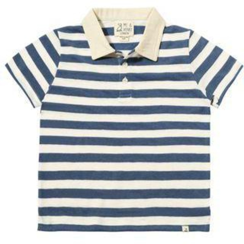 Me & Henry Anchor Polo | Navy/White Striped Slub