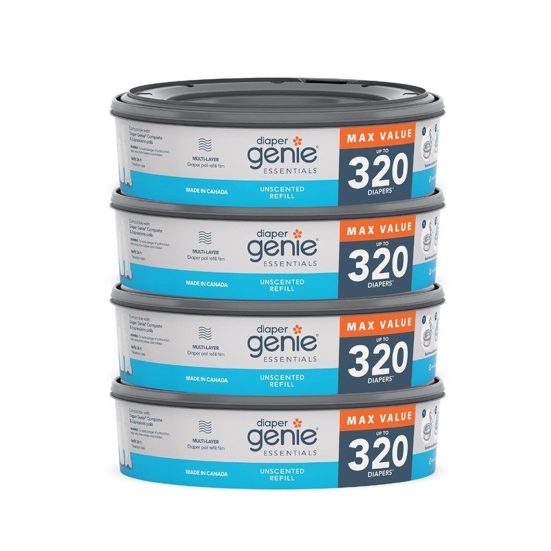 Diaper Genie Refill Bags, Unscented, 4pk of 320