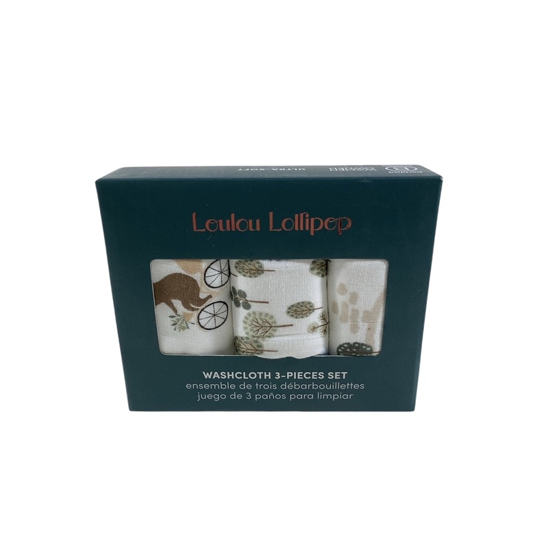 LouLou Lollipop Washcloth Set 3 Pack, Bears on Bikes