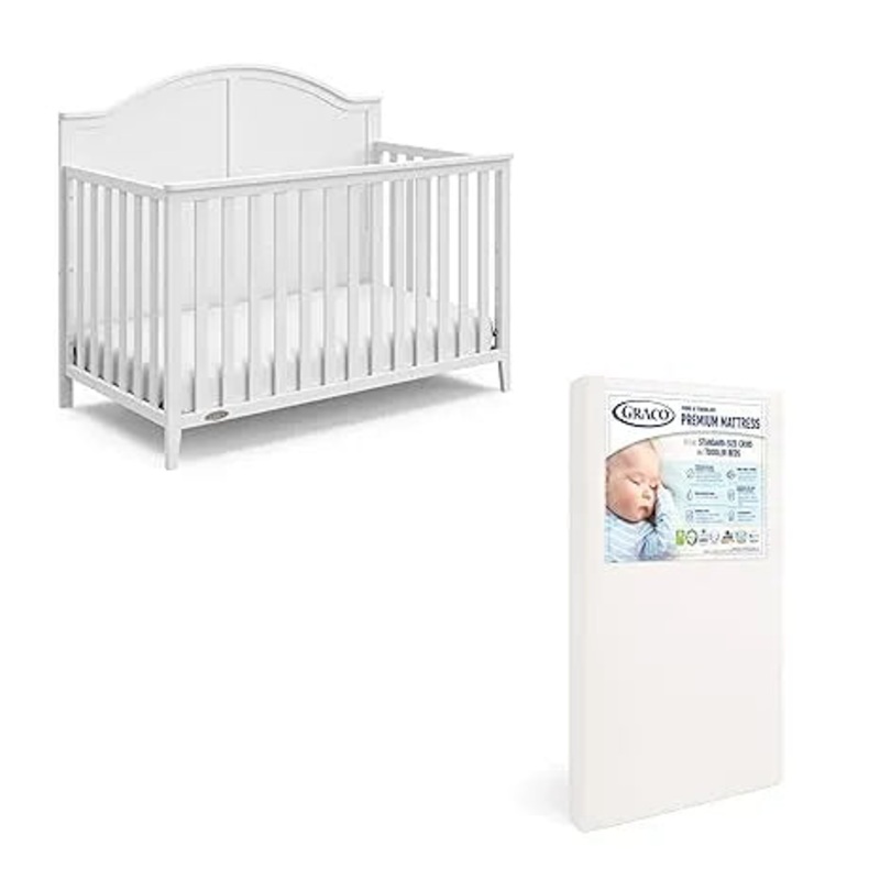 Wilfred Crib and Mattress Nursery Starter Pack – White