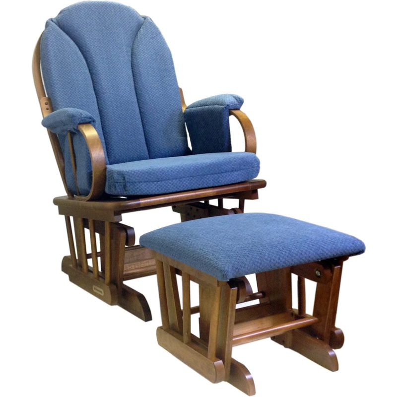 Shermag Glider Rocker and Ottoman – Corduroy Blue