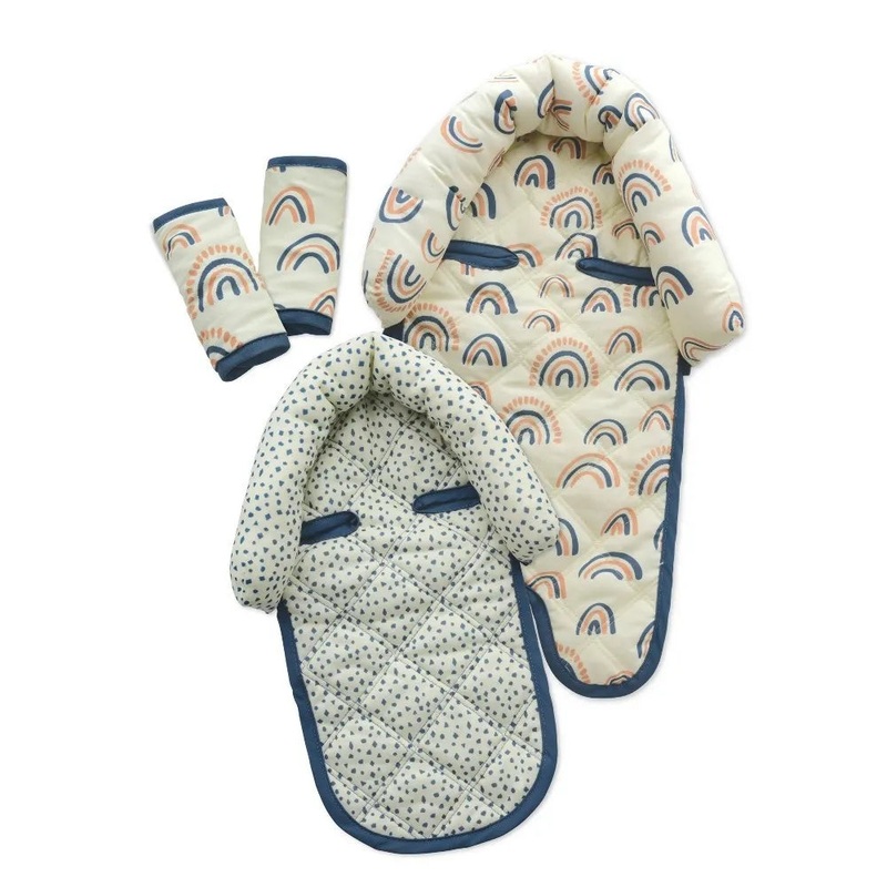 Duo Car Seat Head Support and Strap Cover – Rainbow