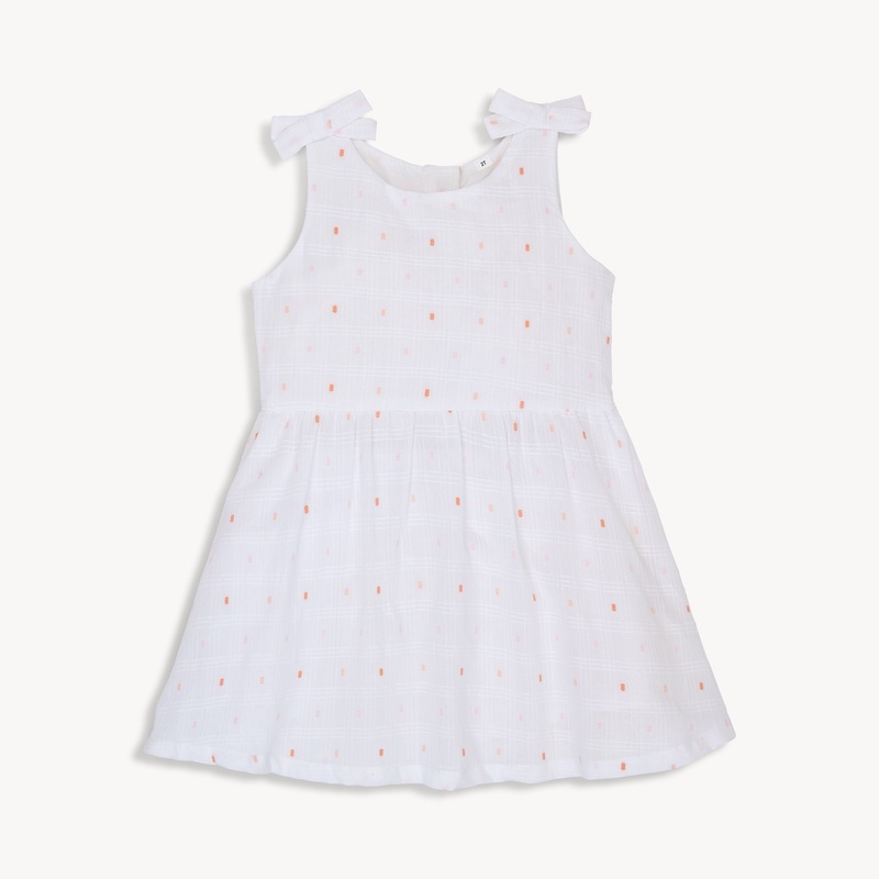 Swiss Dot White Cotton Magnetic Easy Peasy Sleeveless Dress