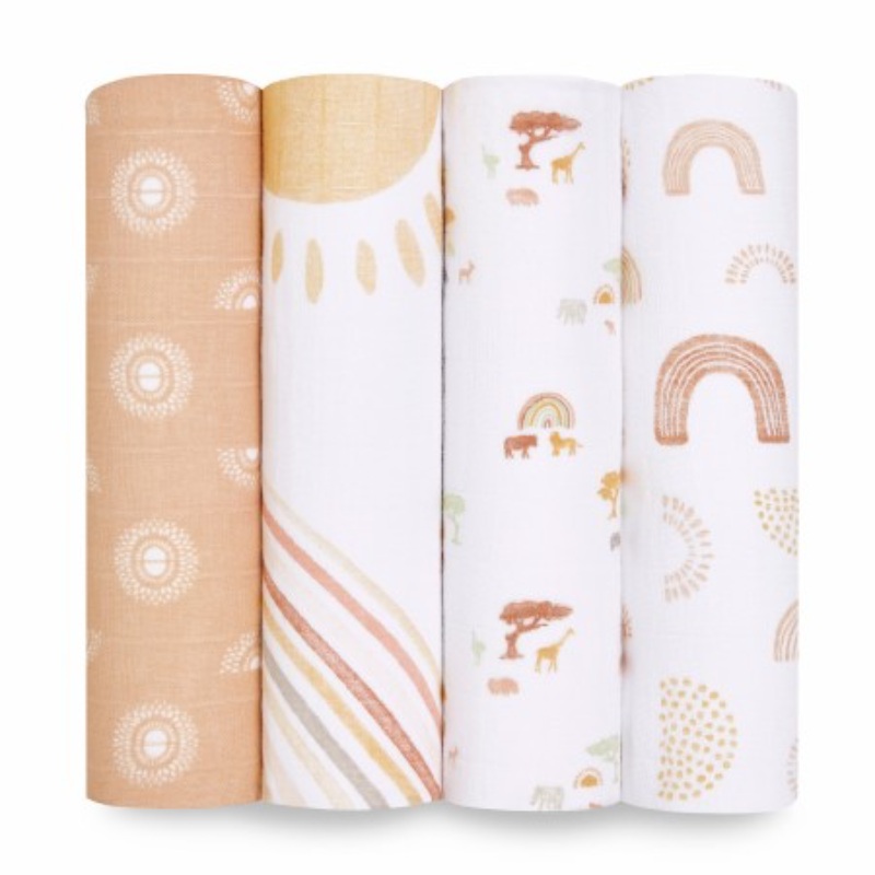 Cotton Muslin Swaddles – 4 Pack