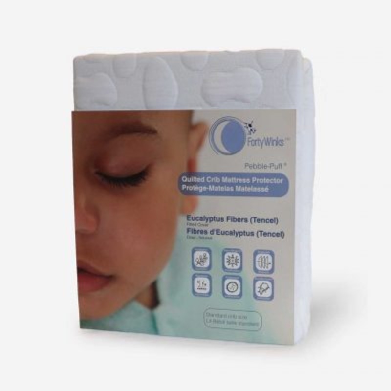 Forty Winks Pebble Puff Quilted Crib Mattress Protector – Eucalyptus Fibers (Tencel)