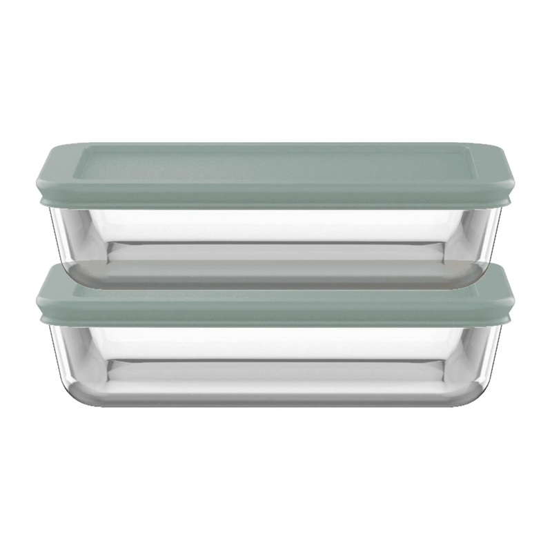 4pc 3c Rectangular Glass Food Storage Container Set Tranquil Green
